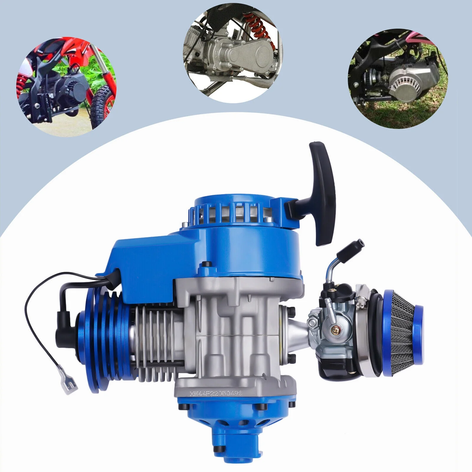 ZhdnBhnos 2 Stroke Complete Racing Engine Motor Pull Start Motorized Bike Engine Kit for Pocket Mini Dirt Bike ATV Scooter Quad