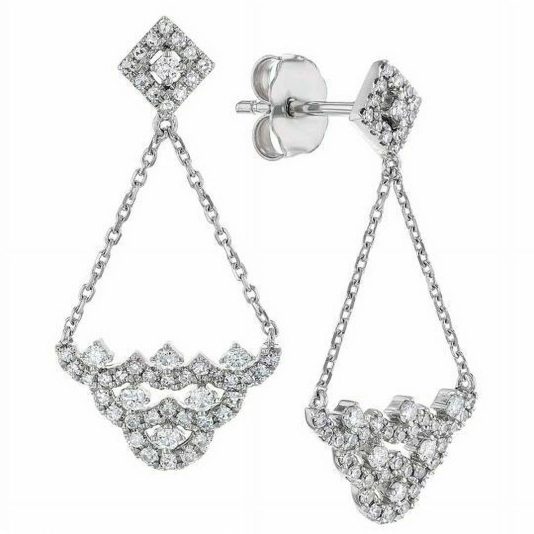 0.50ct Natural Round Diamond (I,J,SI1) Kite Chandelier Earring 14k White Gold
