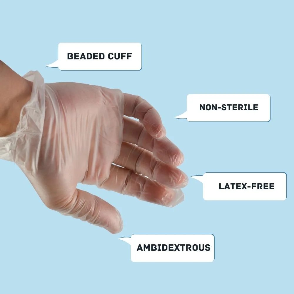 Powder-Free Vinyl Disposable General Purpose Gloves, Clear, X-Large, 5 Mil, Pack of 2000