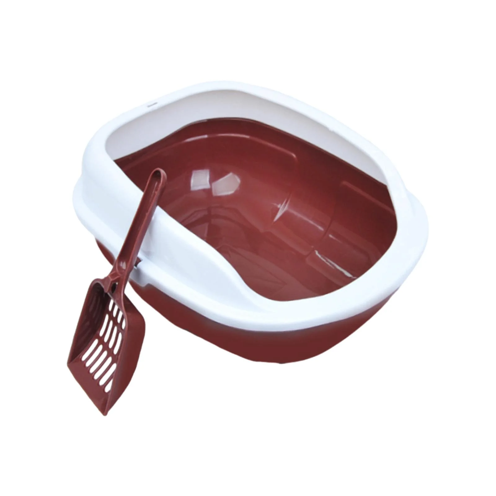 EHJRE Open Top Pet Litter Tray, Cat , Kitten Potty Toilet for All Kinds of Cat Litter Portable Cat Potty with High Side Coffe