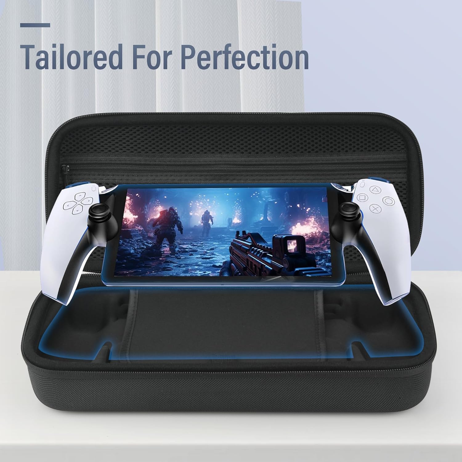 Kothab Playstation Portal Case and Screen Protector, Hard Shell PS Portal Case Portable Travel Handbag Carrying Case for Playstation Portal Accessories(Black)