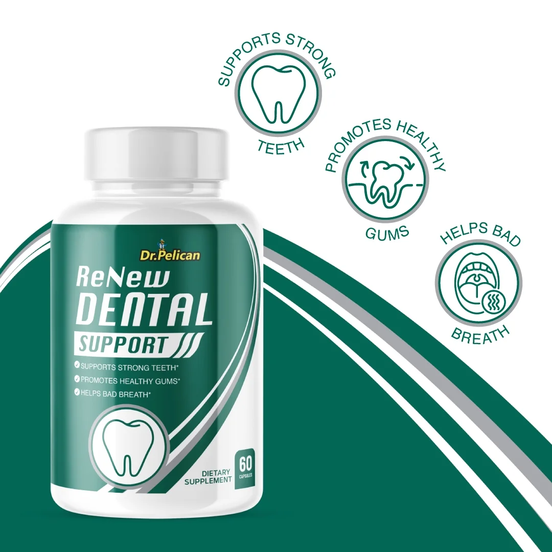 ReNew Dental Support- Gum & Tooth Health/ Fresh Breath- 12 Bottles- 720 Capsules- Dr. Pelican