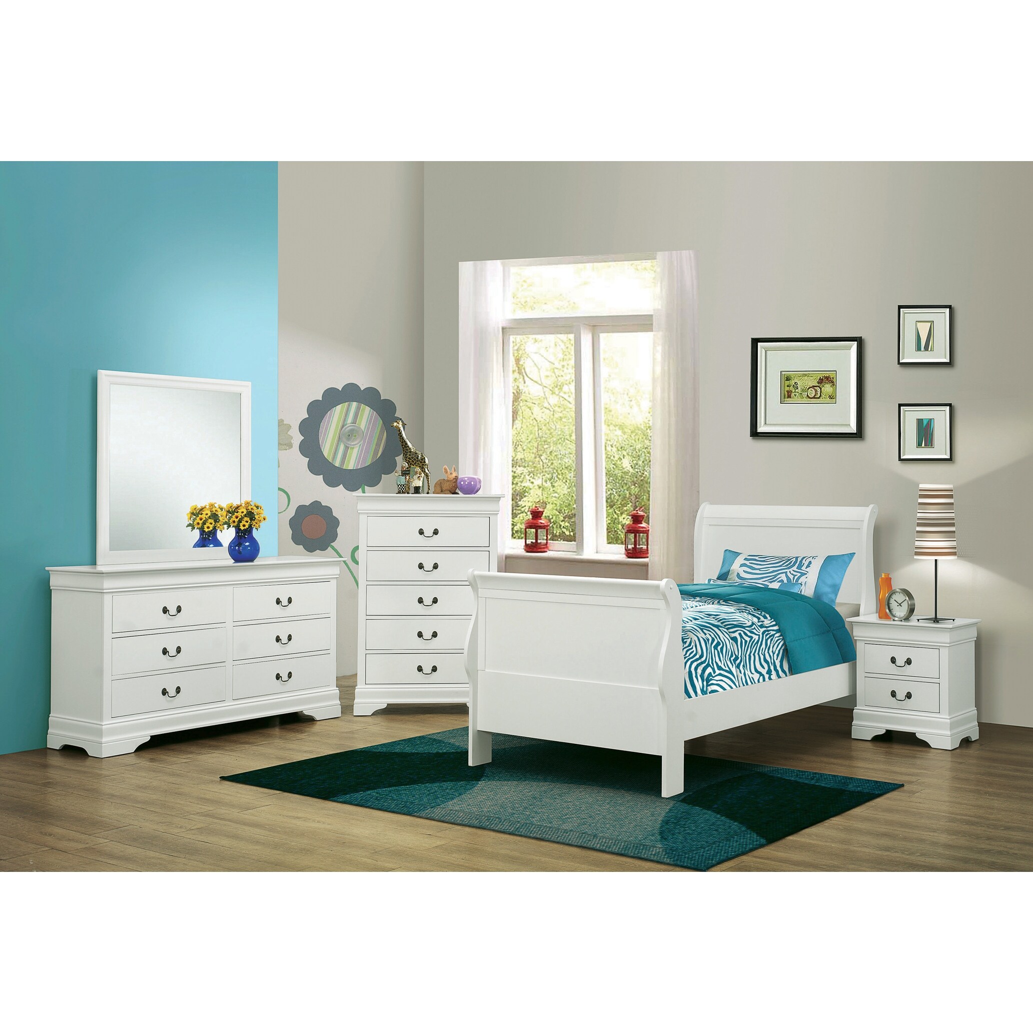 Hilltop White Panel Sleigh Twin Bed