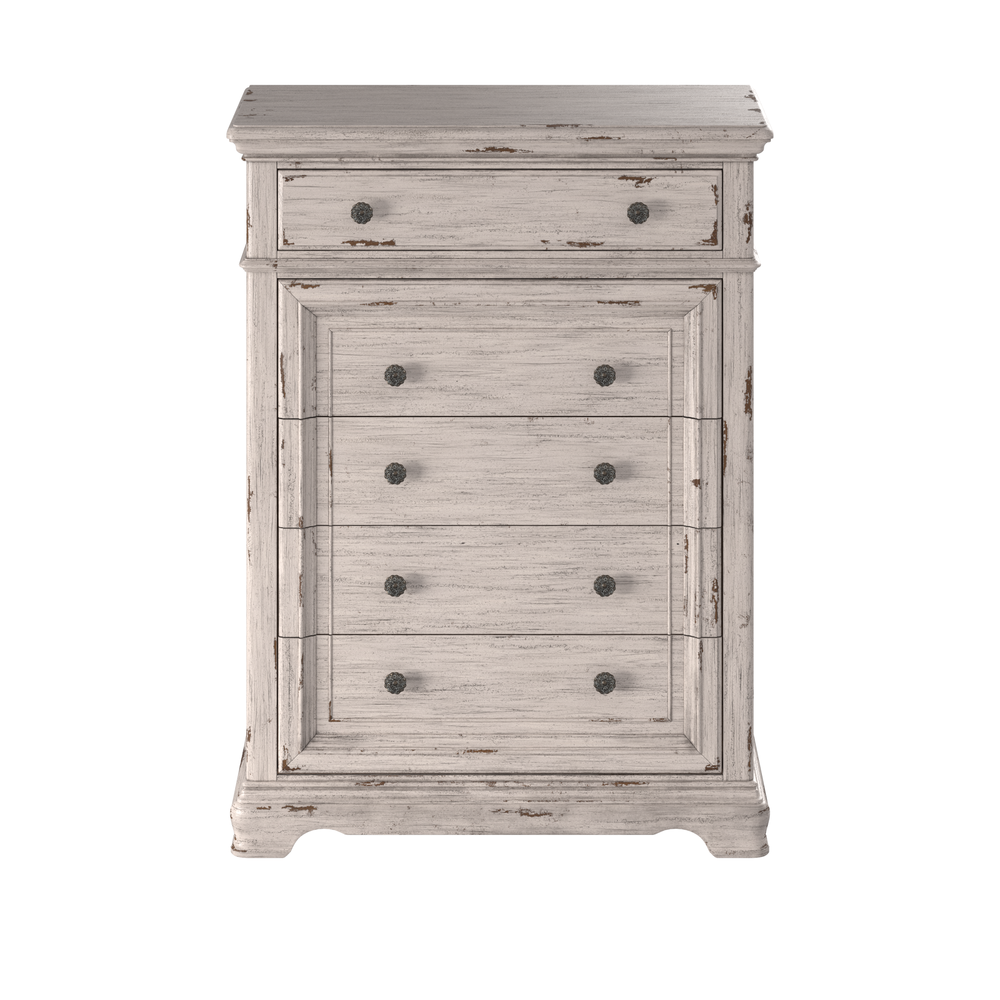American Woodcrafters Providence Antique White Wood Five Drawer Chest