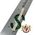 Baguette 14k Gold On Real Sterling Silver Green Dollar Sign Cash Money Charm Simulated Diamonds Pendent Chain Set