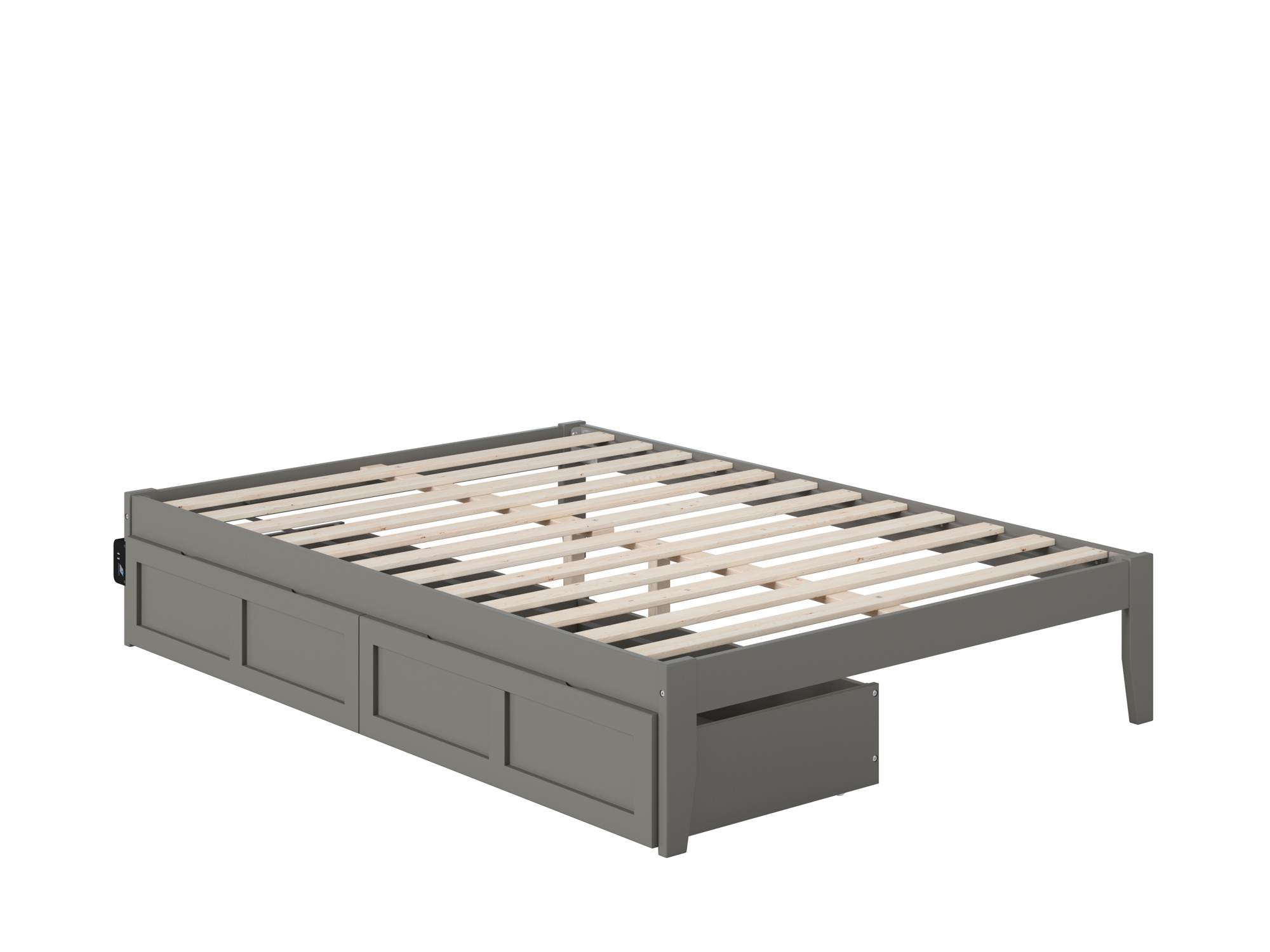 Colorado Full Bed with USB Turbo Charger and 2 Drawers in Grey