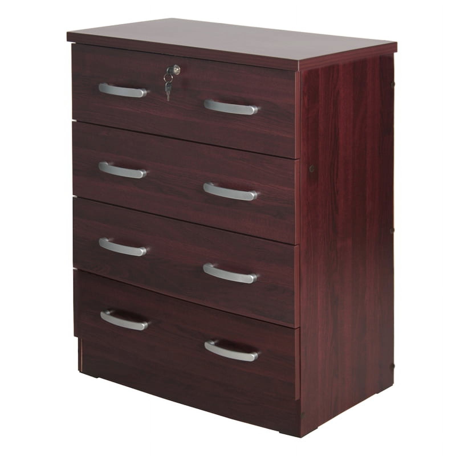 Home Square 3-Piece Set with Pine Twin Bed 4-Drawer Dresser with Lock Nightstand