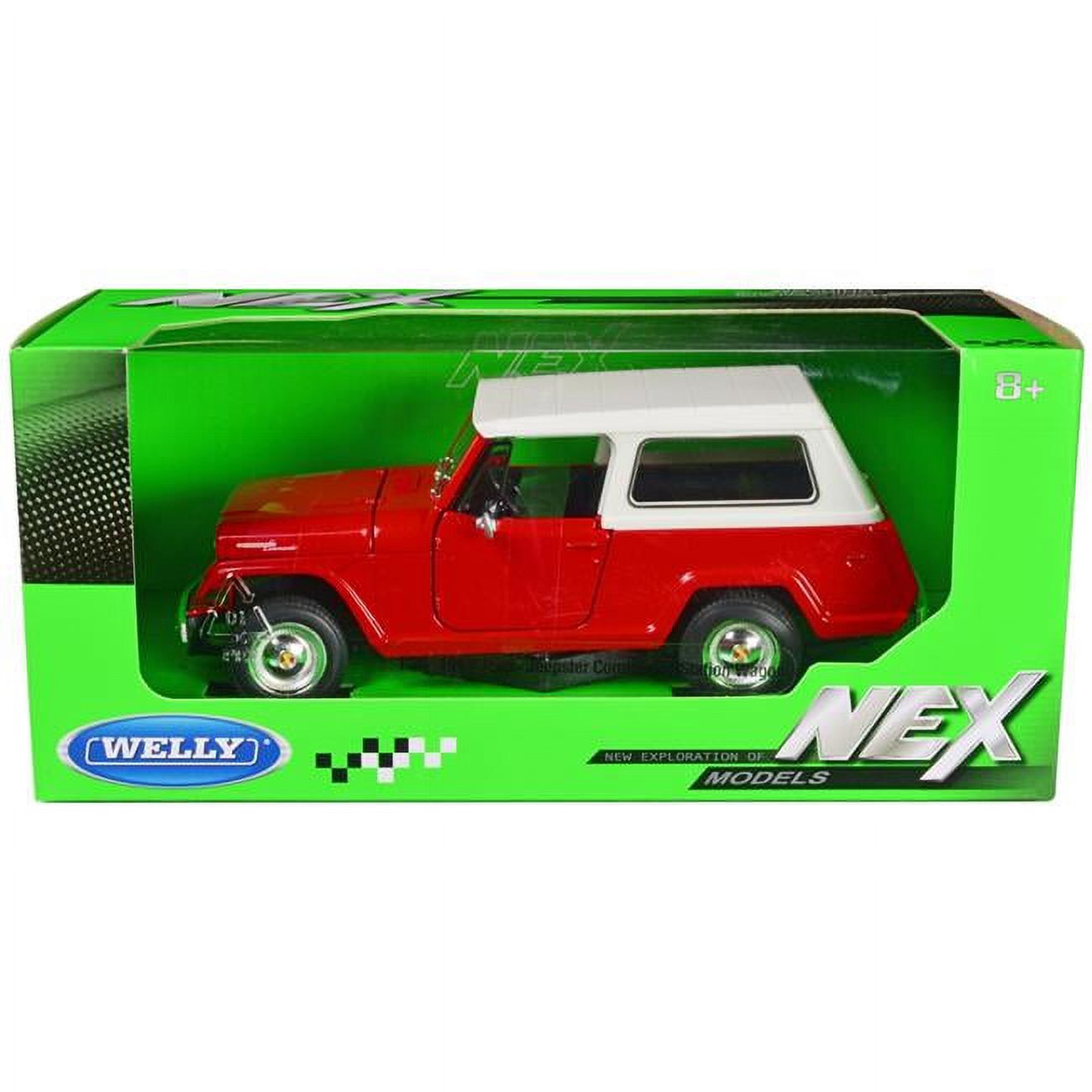 1967 Jeep Jeepster Commando Station Wagon Red with White Top NEX Models Series 1/24 Diecast Model Car by Welly