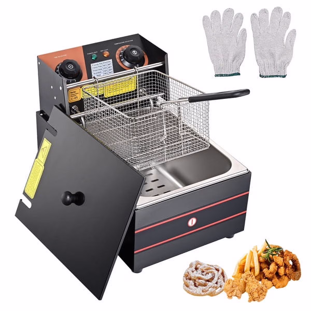 Electric Deep Fryer Countertop Deep Fryer with Basket and Lid ，Stainless Steel Single Tank Fryer for Home Use Easy to Clean Oil Fryers