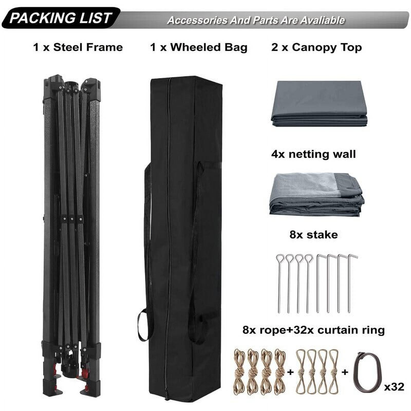 ABCCANOPY 13'x13' Pop Up Gazebo with Mosquito Netting - 13ftx13ft Grey