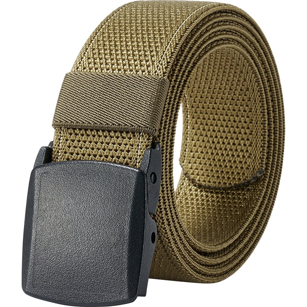 Men's Nylon Elastic Belts, Casual Web Belt Plastic Buckle for Hiking Golf, Adjustable Strap Trim to Fit for Jeans Below 46