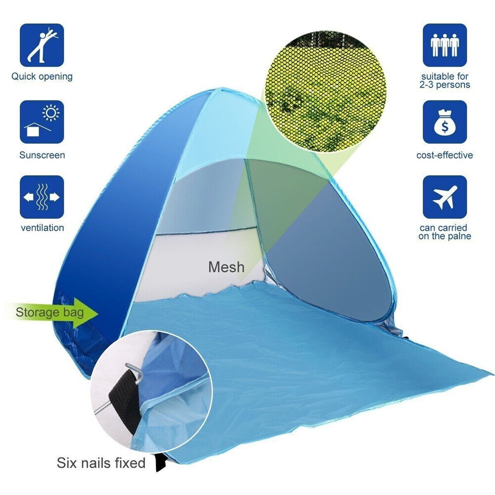 Pop Up Beach Tent Portable Sun Shade Shelter Outdoor Camping Fishing Canopy Blue