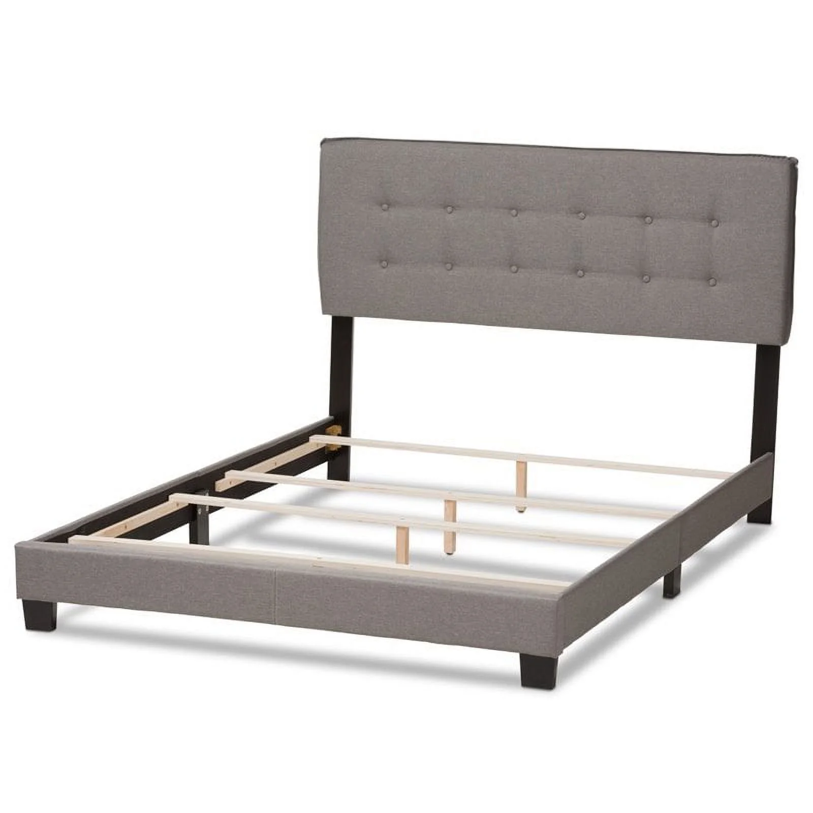 Bowery Hill Traditional Upholstered Fabric Tufted Full Bed in Light Grey