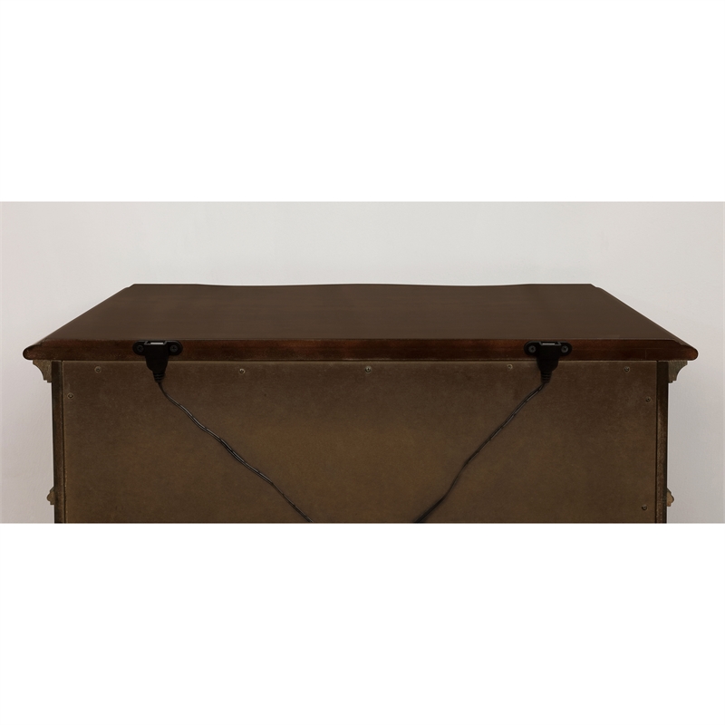 FOA Saavy 4pc Cherry Wood Bed Set - Cal King + Nightstand + Dresser + Mirror