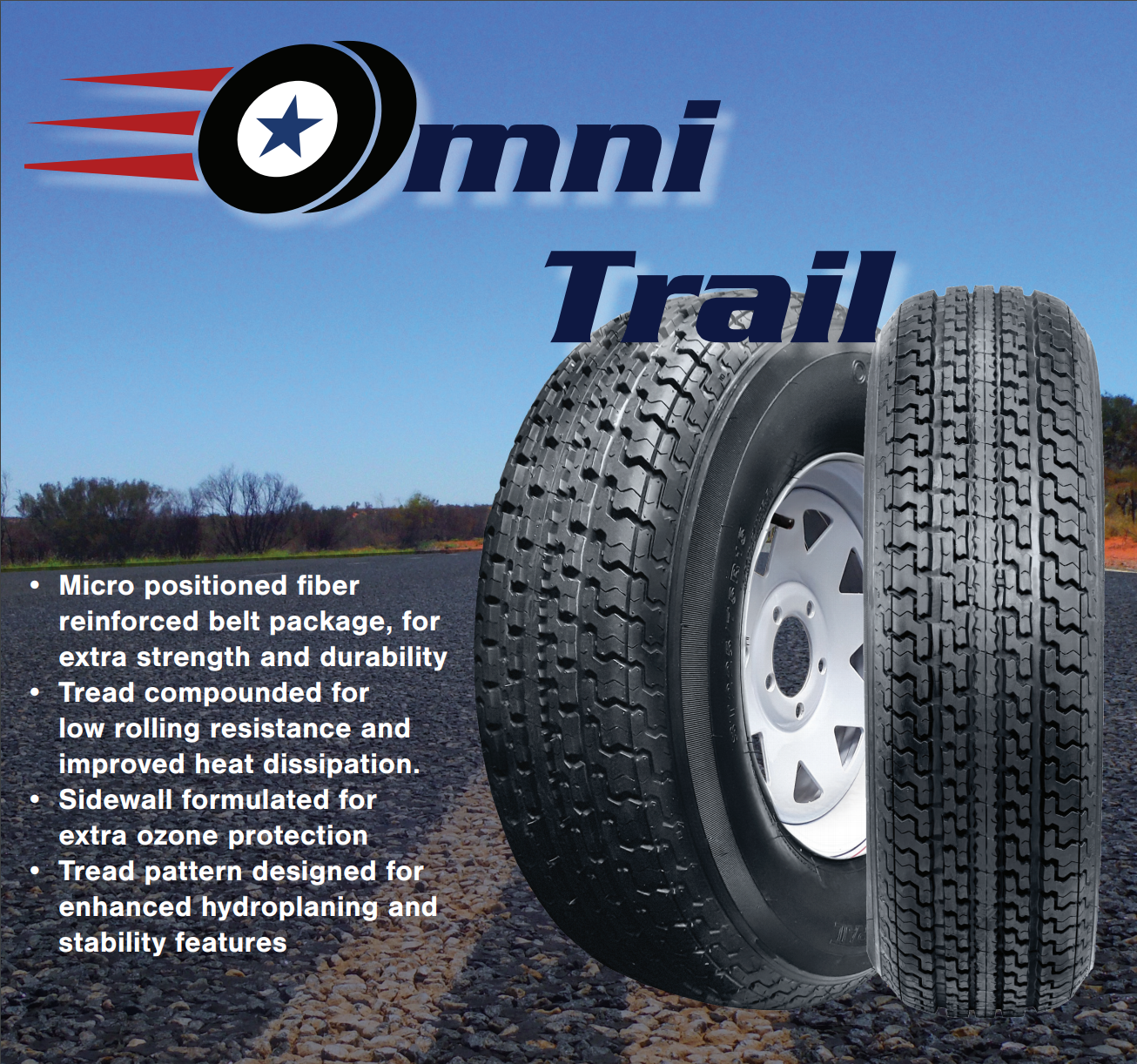 2 New Omni Trail Radial Trailer Tires - ST205/75R15 107L LRD 8PLY Rated