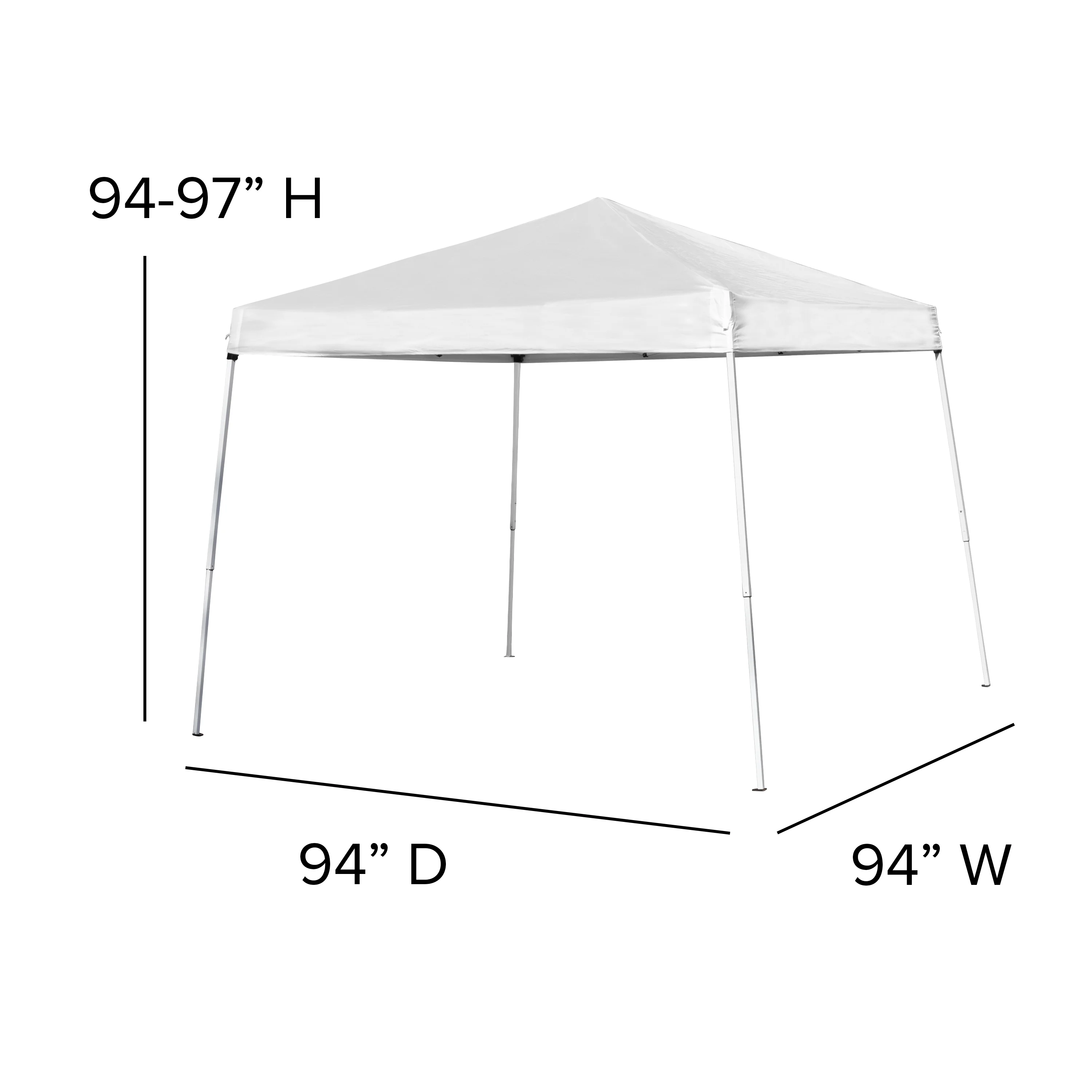 BizChair 8'x8' White Pop Up Event Canopy Tent with Carry Bag and 6-Foot Bi-Fold Folding Table with Carrying Handle - Tailgate Tent Set