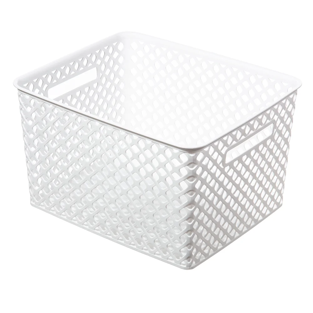 Mainstays Large Decorative Basket, 2 Pack, White