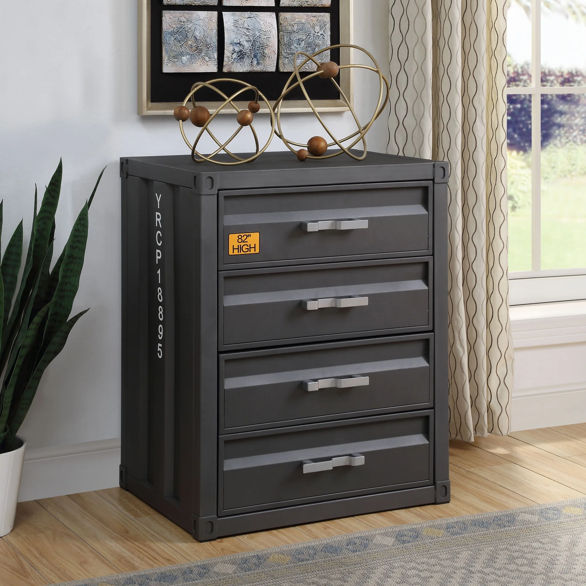 Acme Furniture 37956 26 x 20 x 32 in. Cargo 4-Drawer Chest, Gunmetal