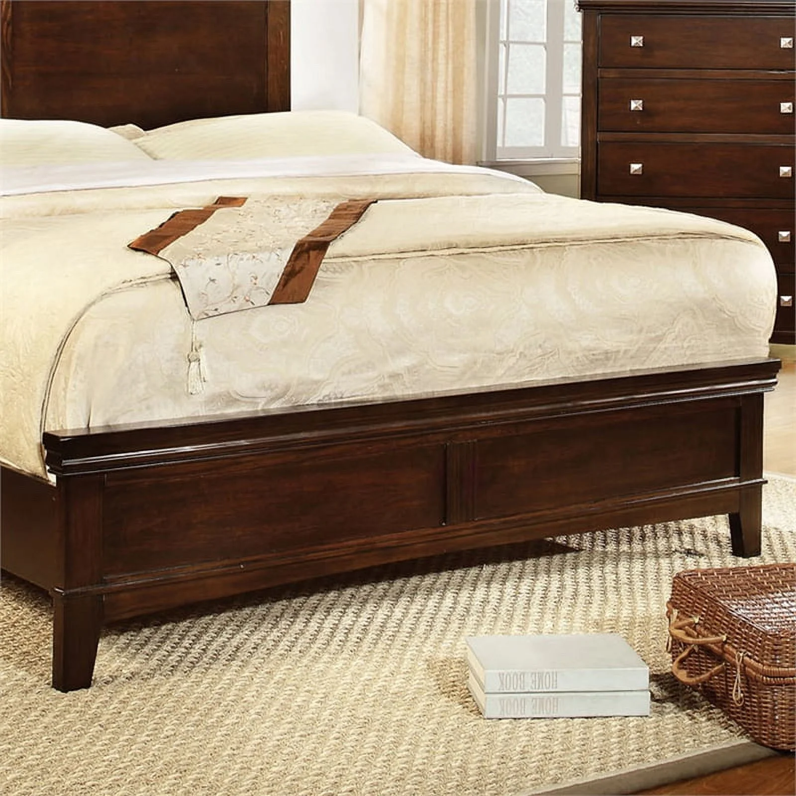 Furniture of America Brighton Solid Wood Full Panel Bed in Cherry