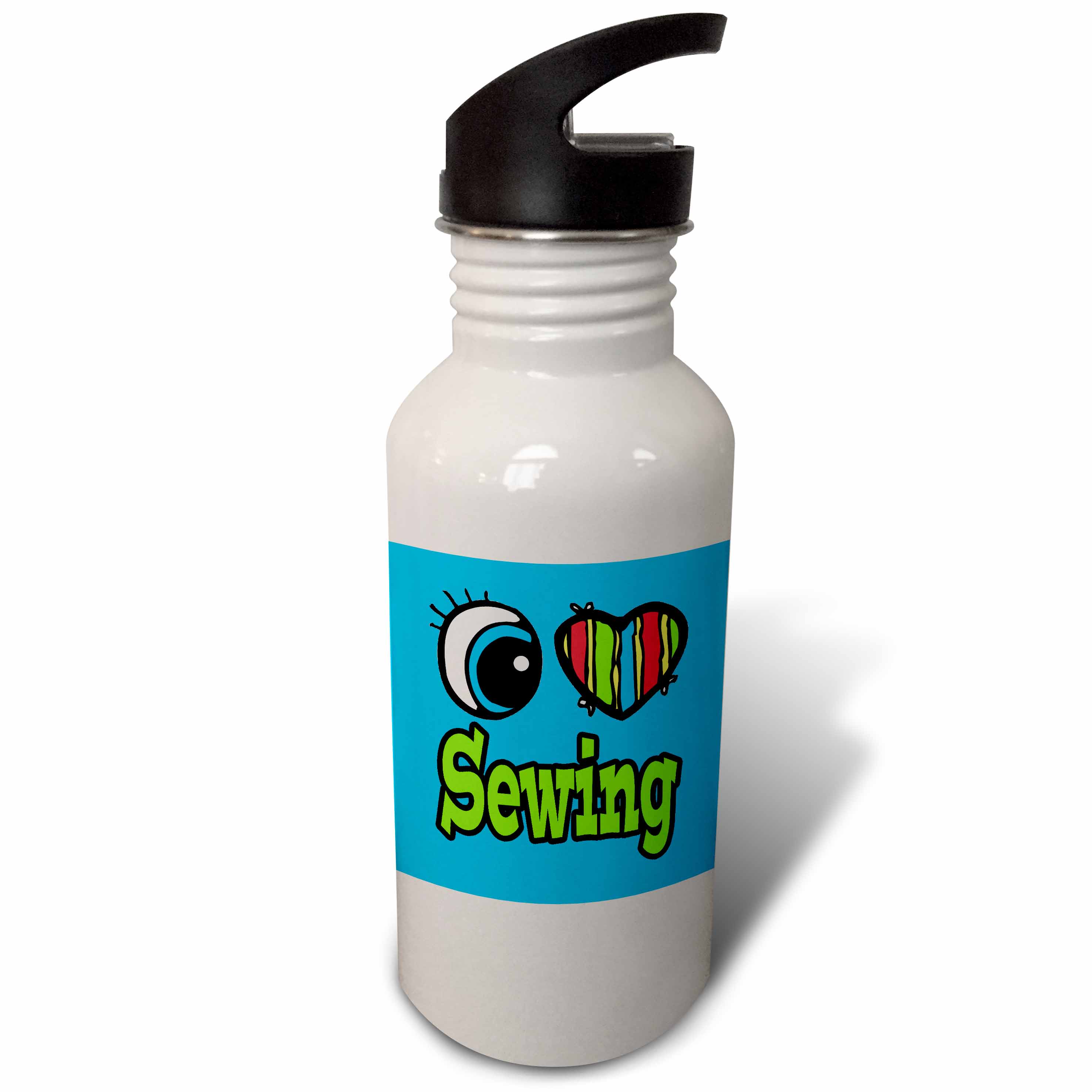 Bright Eye Heart I Love Sewing 21 oz Sports Water Bottle wb-106502-1