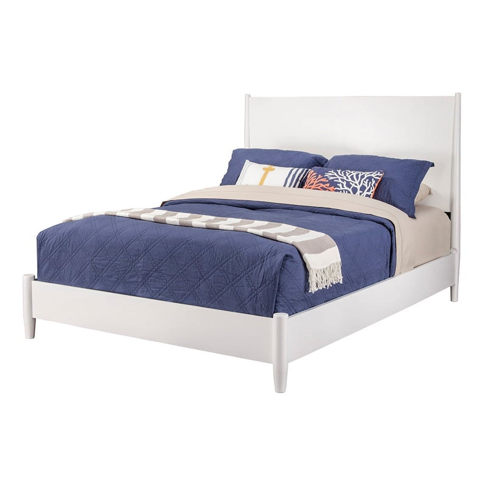 Allora Mid Century Modern Standard King Panel Bed in White