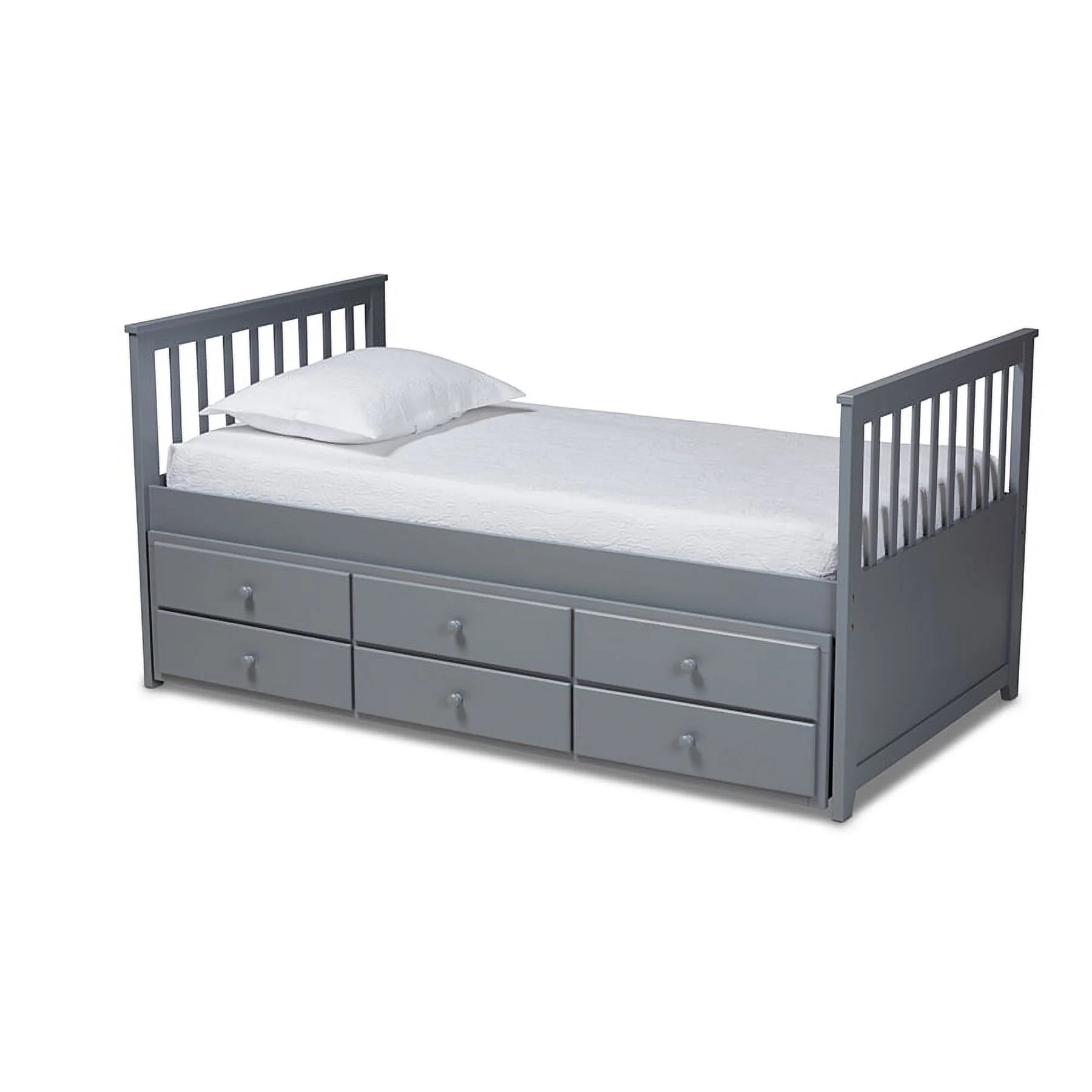 Baxton Studio Trine Classic and Traditional Grey Finished Wood Twin Size Daybed with Trundle