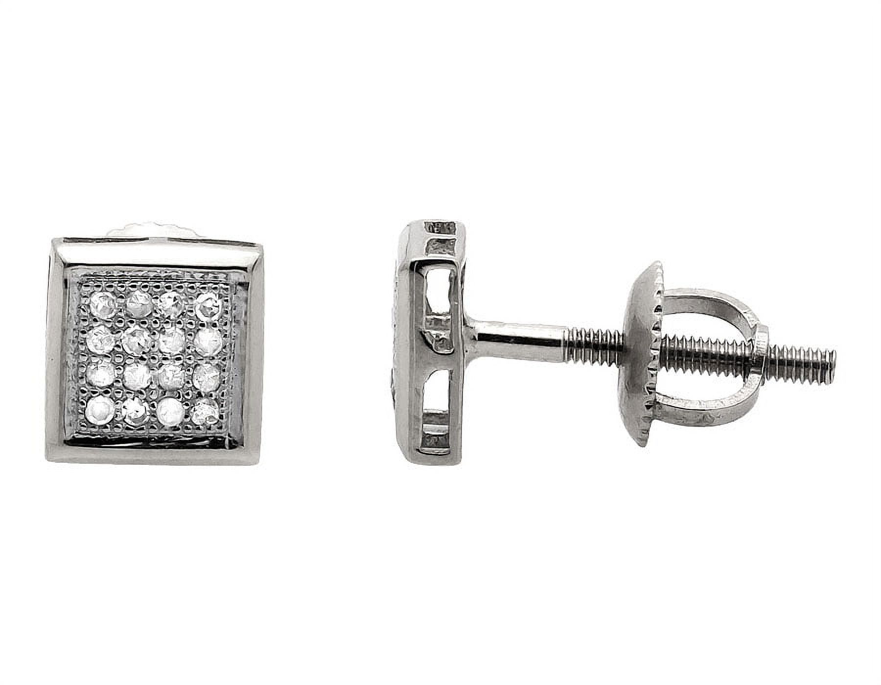 10K White Gold 5MM Square Kite Diamond Stud Earring 0.17ct