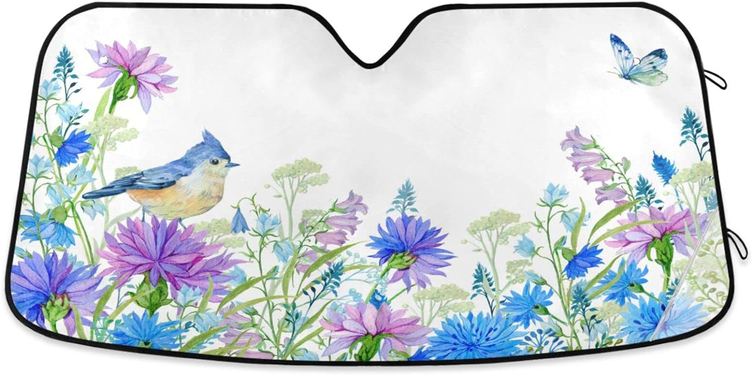 Hidove Field Flowers Windshield Sun Shade for Car UV Reflector Auto Front Window Sunshade Visor Shield Cover and Keep Your Vehicle Cool（55 * 27.6inch）