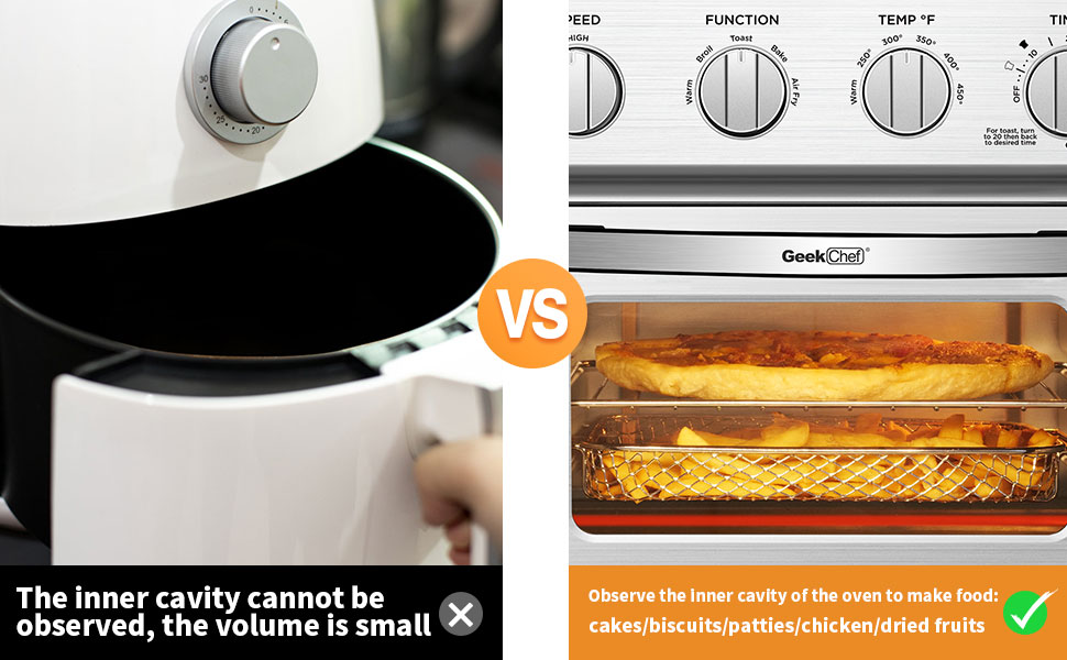 Geek Chef 10.6QT Air Fryer Oven 4 Slice Toaster Oven Convection Air Fryer Combo Broil Toast Bake Air Fry Oil-Free