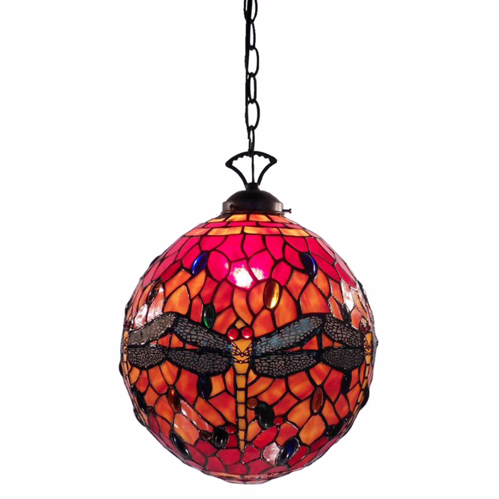 Warehouse of Tiffany Red Globe Dragonfly Lamp