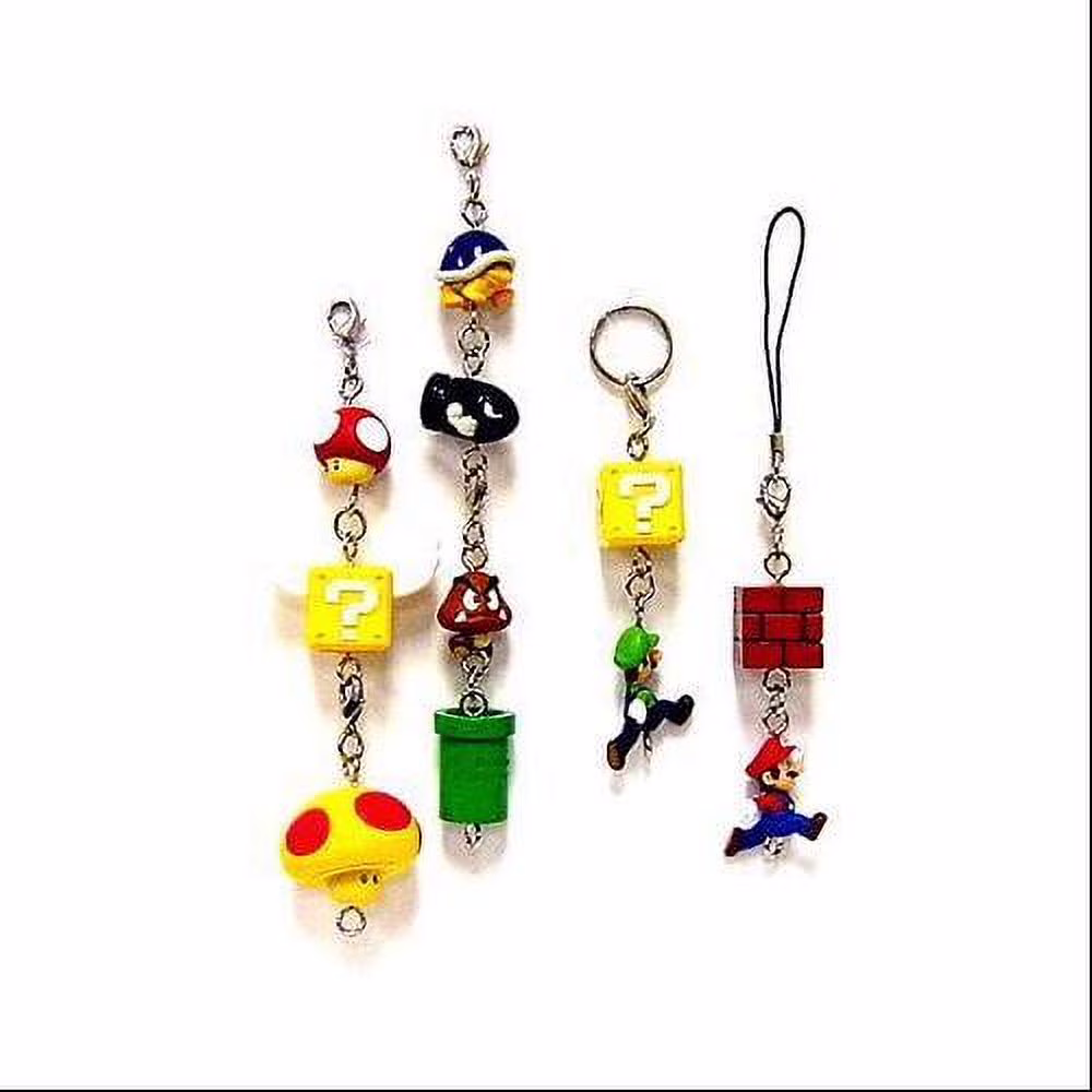 New Super Mario Bros Wii Phone Danglers Set of 11 Charm Keychains