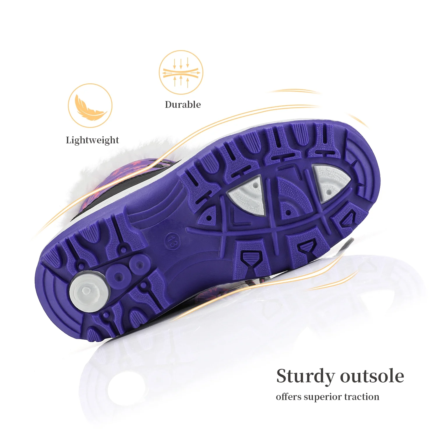 Dream Pairs Kids Boys & Girls Winter Mid Calf Knee High Waterproof Winter Outdoor Snow Boots Nordic Purple Size 10