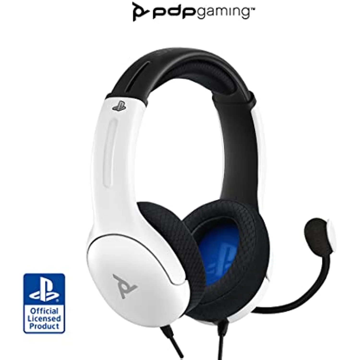 Pdp Gaming Lvl40 Stereo Headset With Mic For Playstation, Ps4, Ps5 - Pc, Ipad, Mac, Laptop Compatible - Noise Cancelling Microphone, Lightweight, Soft Comfort On Ear Headphones, 3.5Mm Jack - White