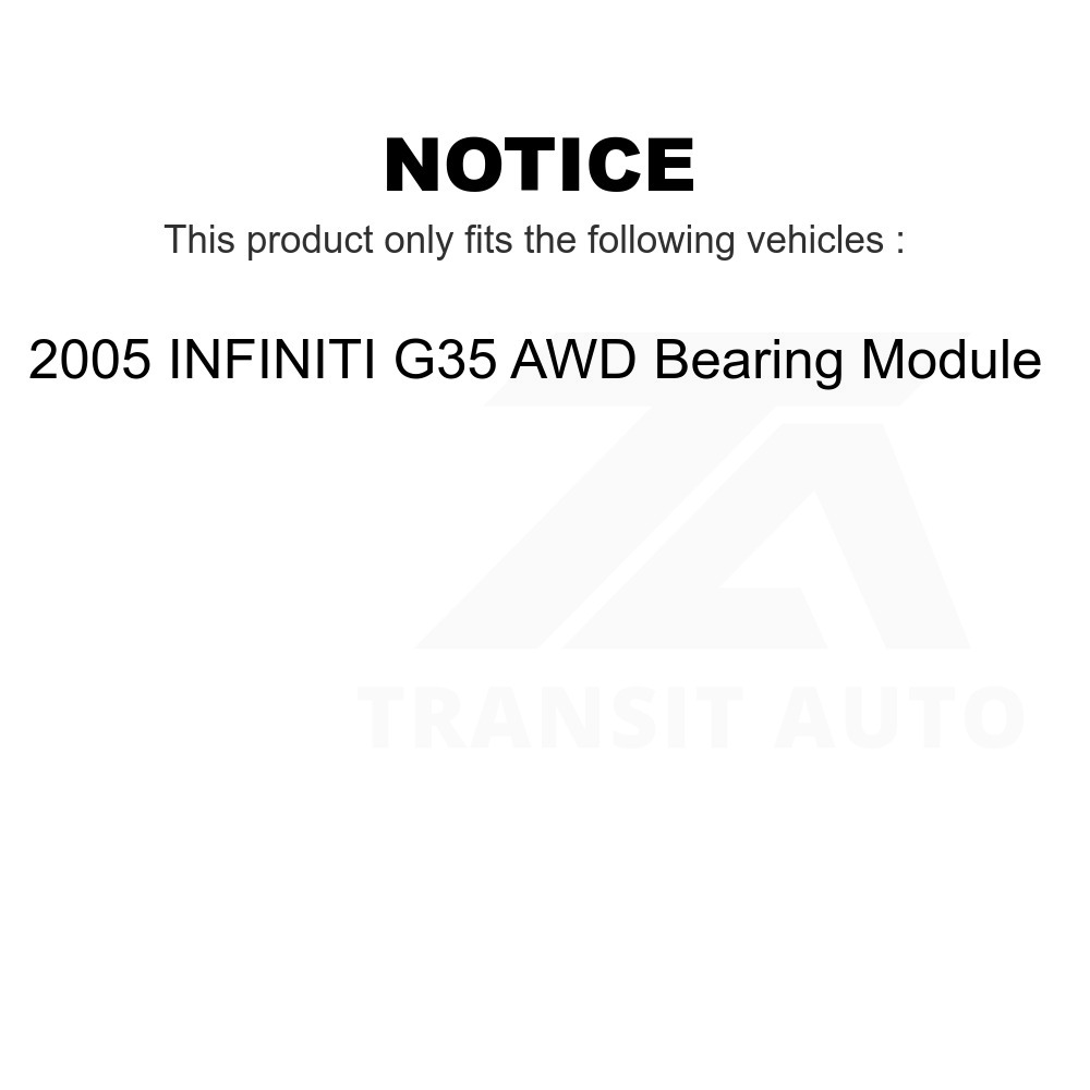 Transit Auto - Front Wheel Bearing With Disc Brake Rotors And Semi-Metallic Pads Kit For 2005 INFINITI G35 AWD Module KBB-106098
