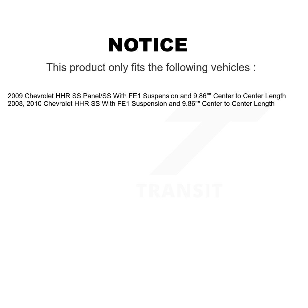 Transit Auto - Front Hub Bearing Assembly And Link Kit For Chevrolet HHR With FE1 Suspension 9.86