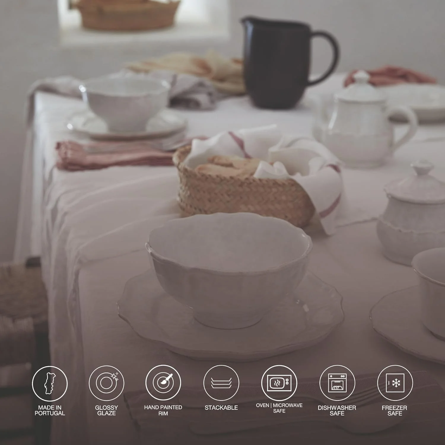 Ceramic Stoneware 11'' Dinner Plate - Impressions Collection, White | Microwave & Dishwasher Safe Dinnerware | Food Safe Glazing | Restaurant Quality Tableware