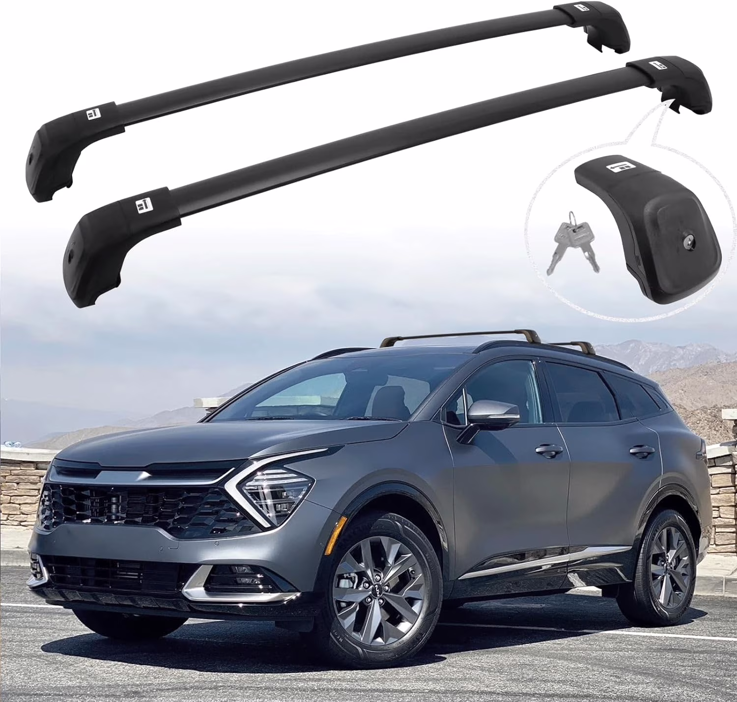 NIXFACE Upgraded Aluminum Lockable Cross Bar Fit for 2023 2024 KIA Sportage SX & SX Prestige Anti-Theft Roof Rack Rail Crossbars Luggage Rack Cargo Bar