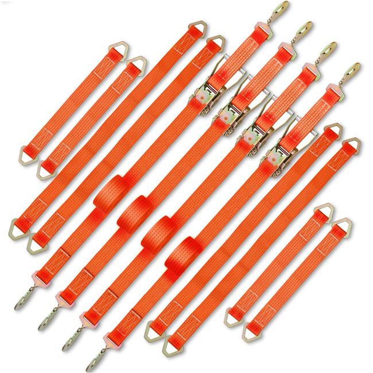 Vevor JLDCSSSGBDD12T3K7V0 2 x 15.6 ft. Heavy Duty Ratchet Tie Down Straps, Orange - Pack of 4