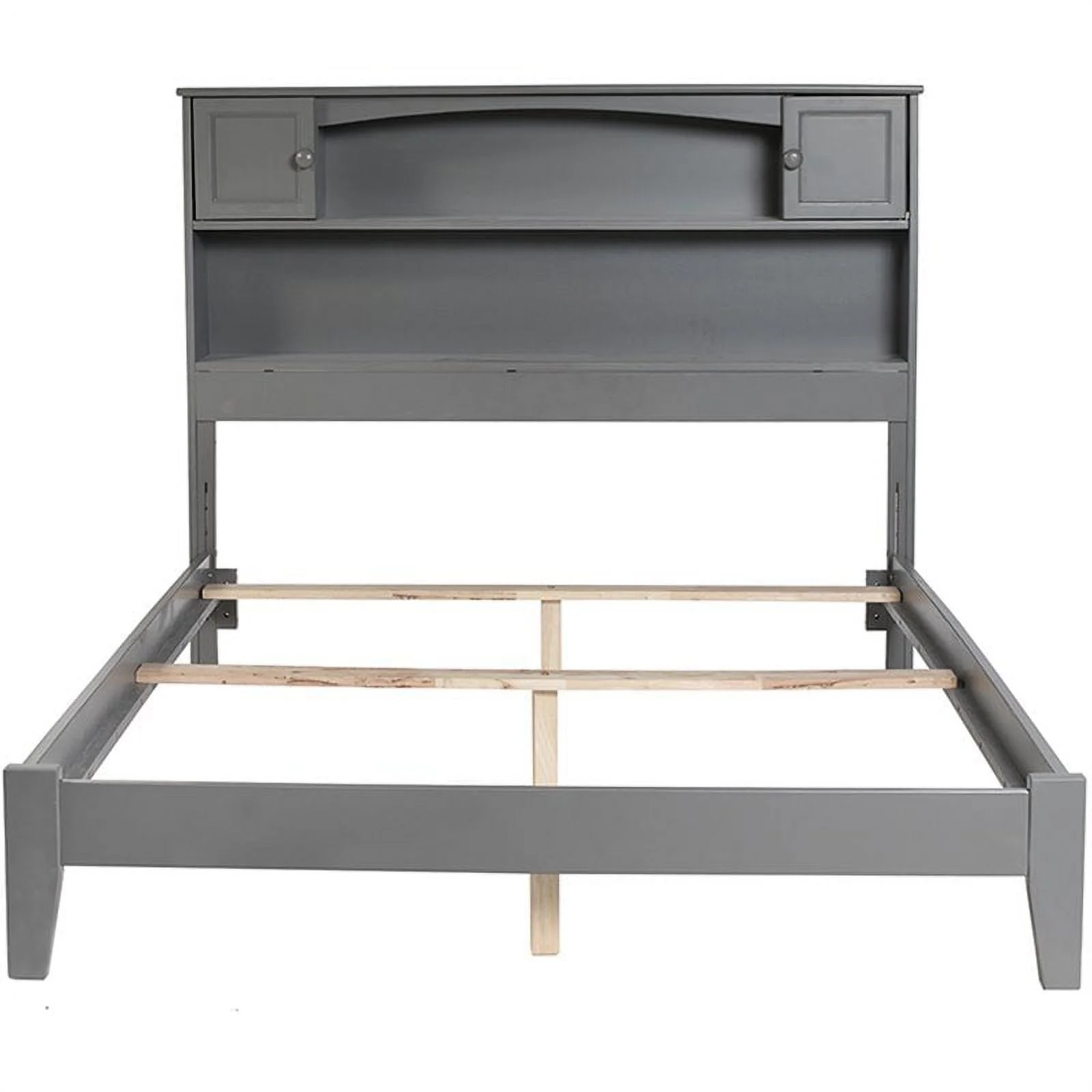 Pemberly Row Traditional Styled Wooden Full Bookcase Bed in Gray