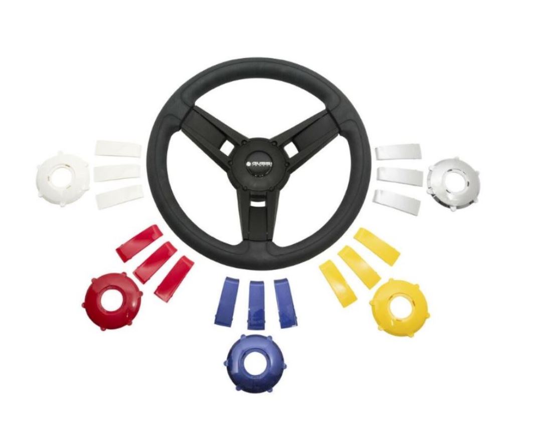 Gussi Model 13 Black/Carbon Fiber Steering Wheel for Advanced EV1 Golf Carts