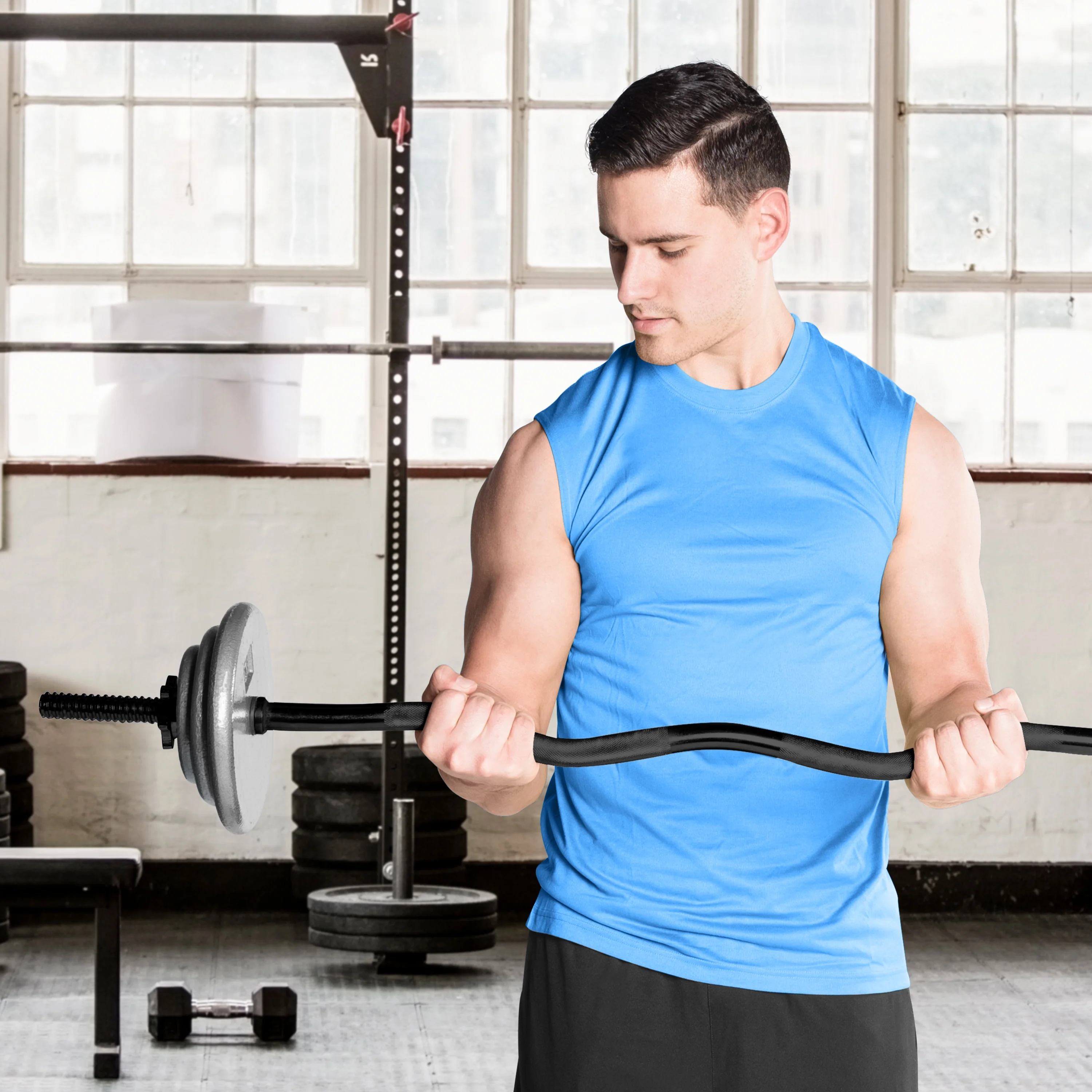 CAP Barbell Standard 1” Curl Bar and Dumbbell Handle Set