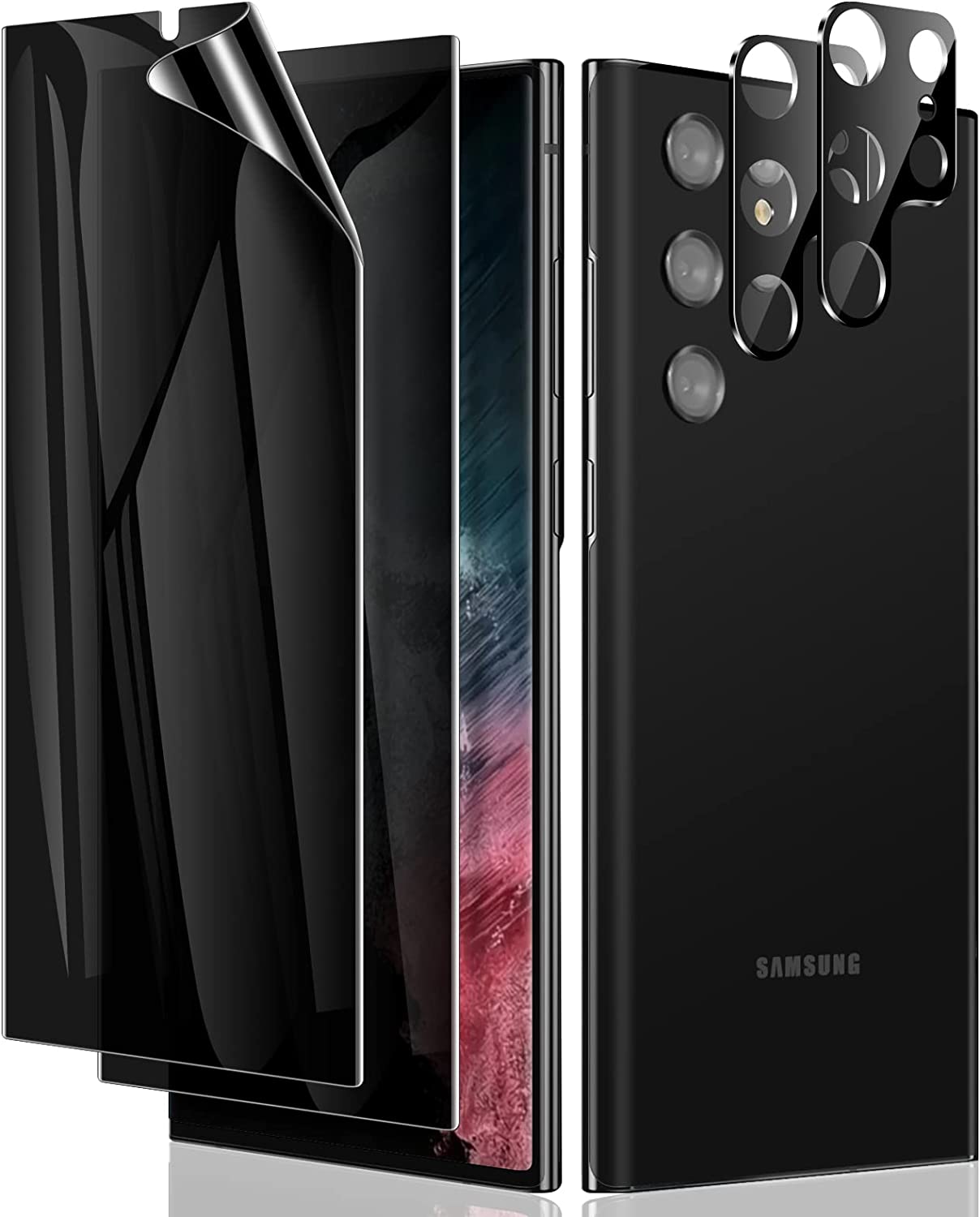 [2+2 Pack] for Samsung Galaxy S22 Ultra Privacy Screen Protector [Support Fingerprint Reader] Anti-Spy Full