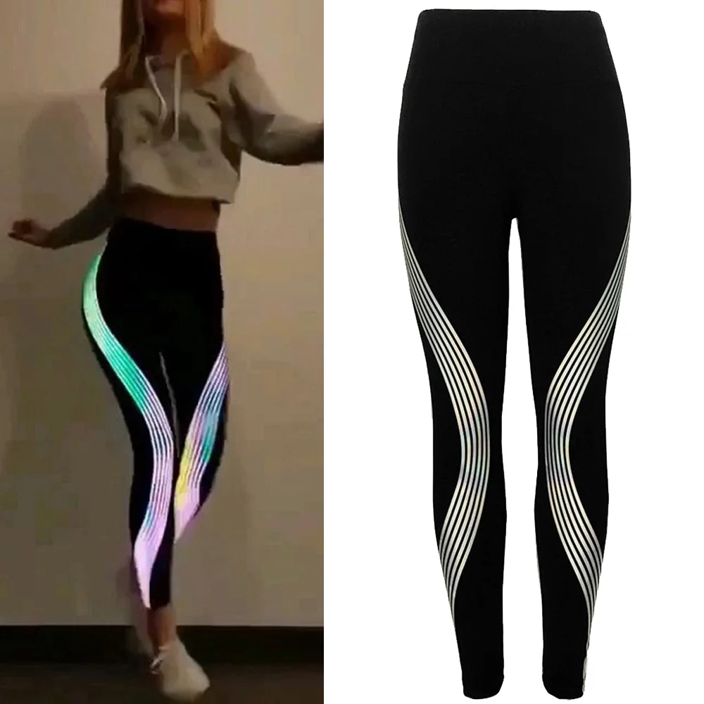 WANYNG Women Neon Rainbow Leggings Fitness Sports Gym Running Yoga Pants Bear Yoga Pants Hiking Leggings Womens