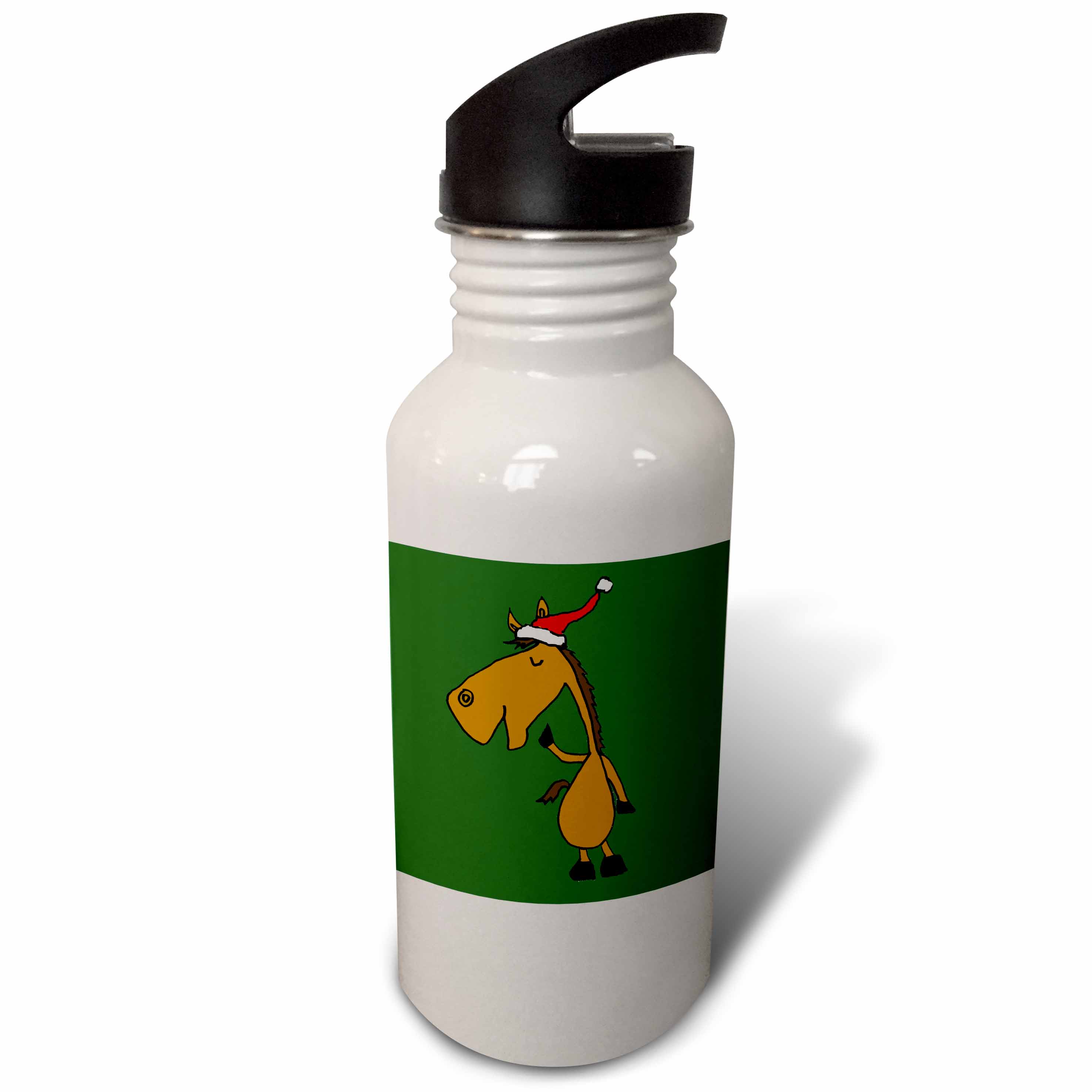 Funny Horse Wearing Santa Hat 21 oz Sports Water Bottle wb-201760-1