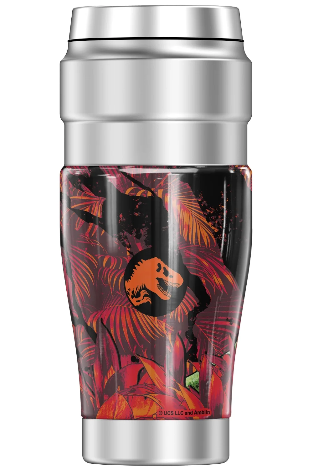 Jurassic World Neon Jungle Triceratops THERMOS STAINLESS KING Stainless Steel Travel Tumbler, Vacuum insulated & Double Wall, 16oz