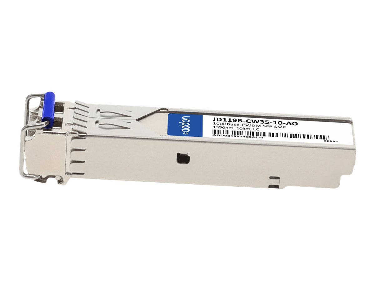 AddOn - SFP (mini-GBIC) transceiver module (equivalent to: HP JD119B-CW35-10) - GigE - 1000Base-CWDM - LC single-mode - up to 6.2 miles - 1350 nm - TAA Compliant - for HP 3100; HPE 12504, 3600, 5500, 7506; FlexFabric 1.92, 11908, 12902; FlexNetwork M
