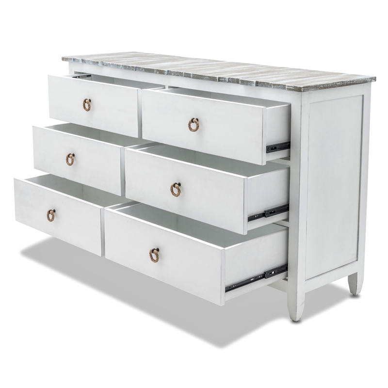 Sea Winds Picket Fence 6-Drawer Dresser Grey Finish