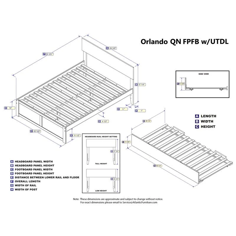 Bowery Hill Wood Queen Bed with Footboard/Trundle in Walnut