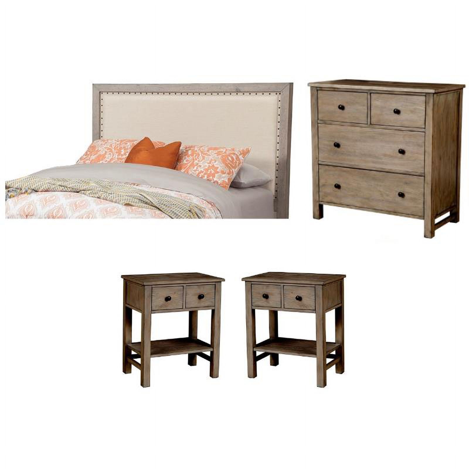 Home Square 4-Piece Set with Standard King Headboard & Chest & 2 Nightstands