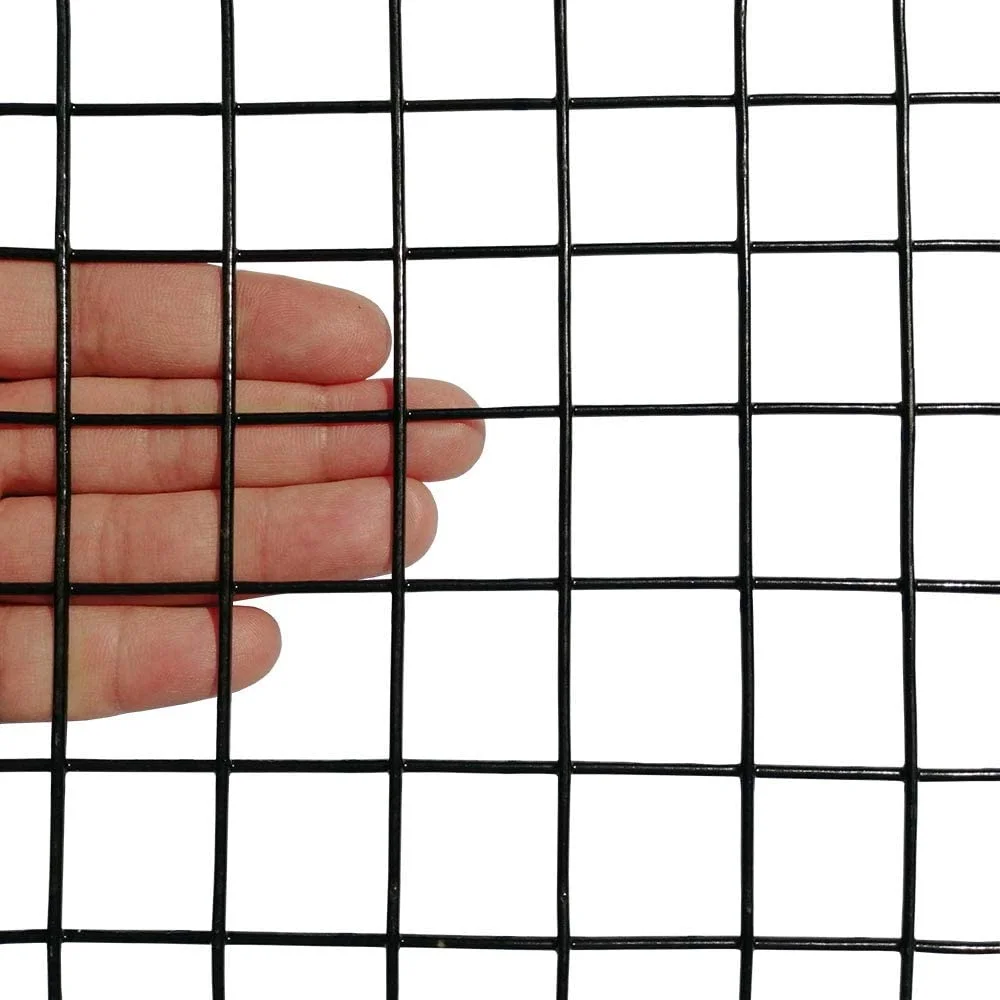 MTB Black PVC Coated Welded Wire Mesh Garden Economy Fence 48 Inch x 50 Foot-1 Inch x 1 Inch 16GA